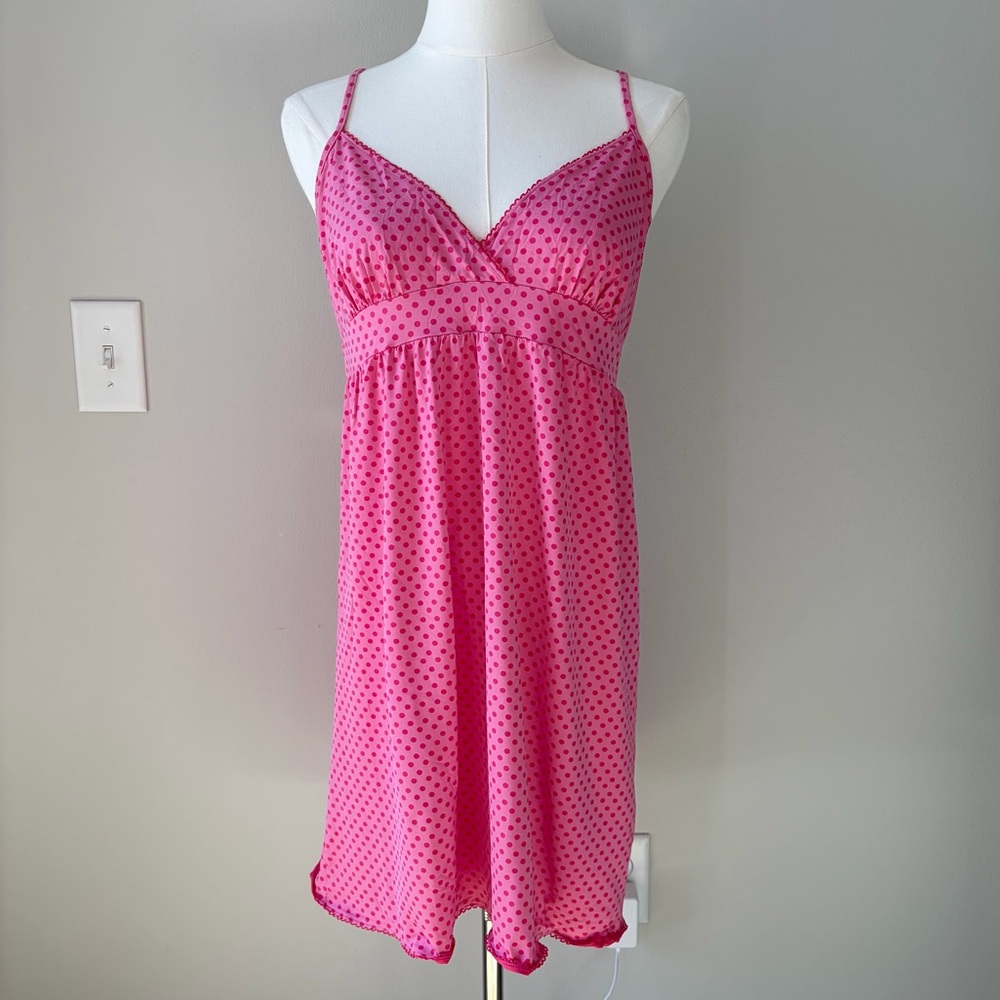 Alfani Pink and Red Polka Dot Knit Slip Dress